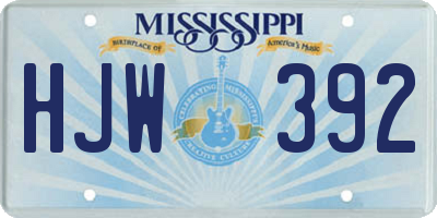 MS license plate HJW392