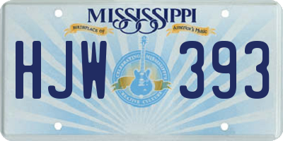MS license plate HJW393