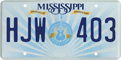 MS license plate HJW403