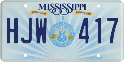 MS license plate HJW417