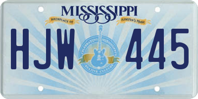 MS license plate HJW445
