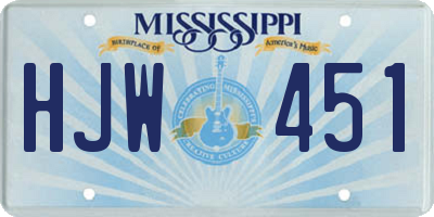 MS license plate HJW451
