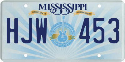 MS license plate HJW453