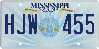 MS license plate HJW455