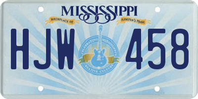 MS license plate HJW458