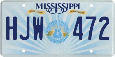 MS license plate HJW472
