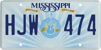 MS license plate HJW474