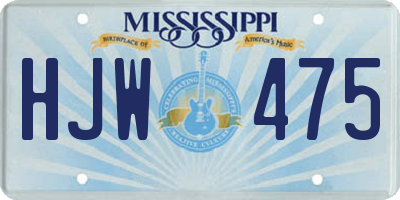 MS license plate HJW475