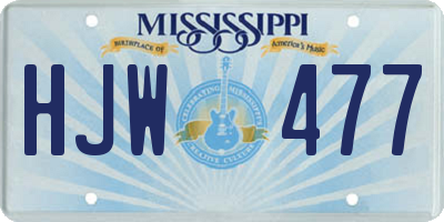 MS license plate HJW477