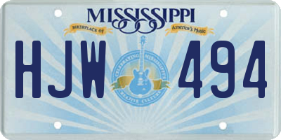 MS license plate HJW494