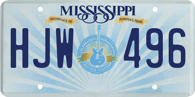 MS license plate HJW496
