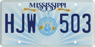 MS license plate HJW503
