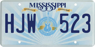 MS license plate HJW523