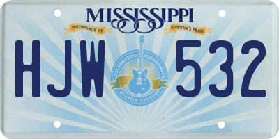 MS license plate HJW532