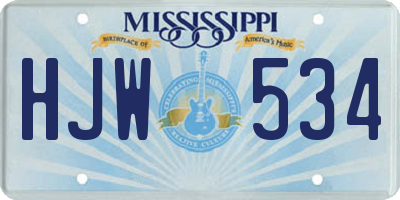 MS license plate HJW534