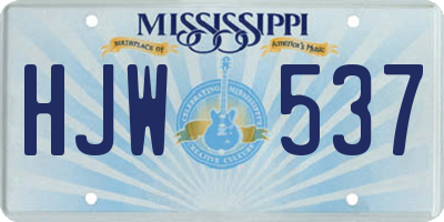 MS license plate HJW537