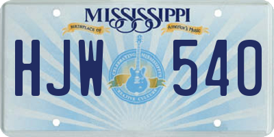 MS license plate HJW540