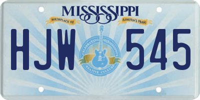 MS license plate HJW545