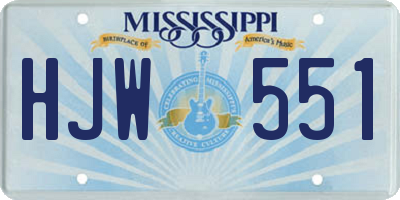 MS license plate HJW551