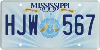 MS license plate HJW567