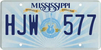 MS license plate HJW577