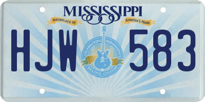 MS license plate HJW583