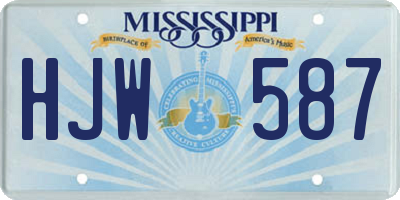 MS license plate HJW587