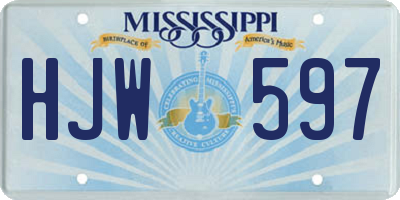 MS license plate HJW597