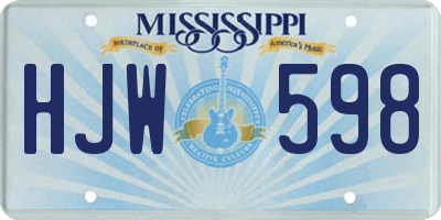MS license plate HJW598