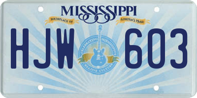 MS license plate HJW603