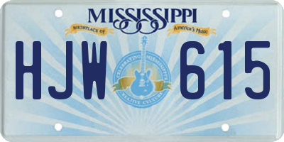 MS license plate HJW615