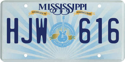 MS license plate HJW616