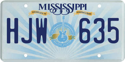 MS license plate HJW635