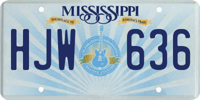 MS license plate HJW636