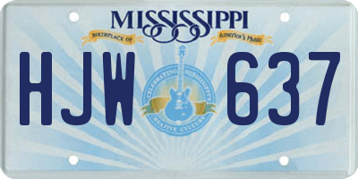 MS license plate HJW637