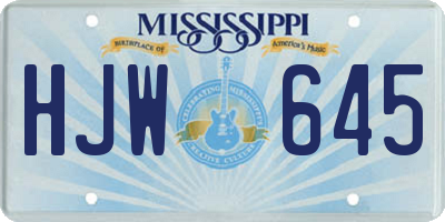 MS license plate HJW645