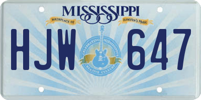 MS license plate HJW647