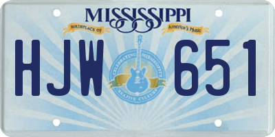 MS license plate HJW651