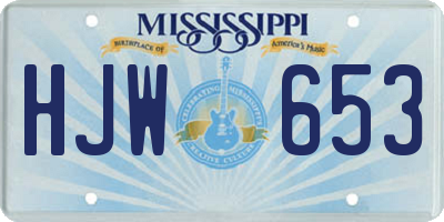 MS license plate HJW653