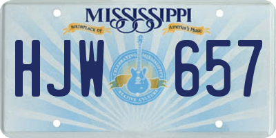 MS license plate HJW657