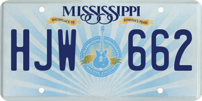 MS license plate HJW662