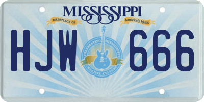 MS license plate HJW666