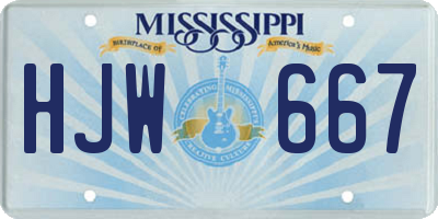 MS license plate HJW667