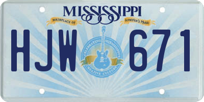 MS license plate HJW671