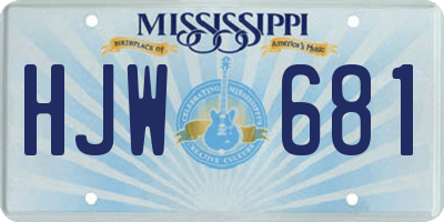 MS license plate HJW681