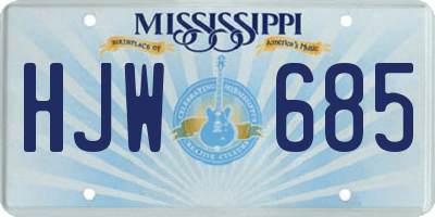 MS license plate HJW685