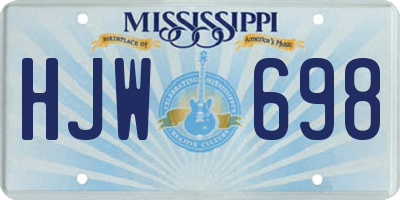 MS license plate HJW698