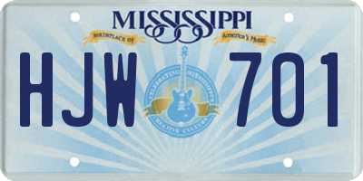 MS license plate HJW701