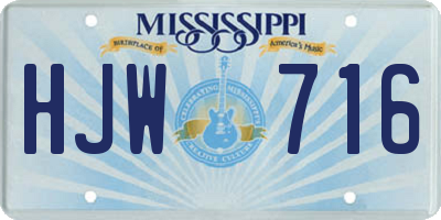MS license plate HJW716