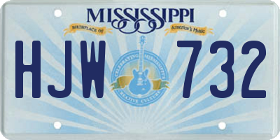 MS license plate HJW732